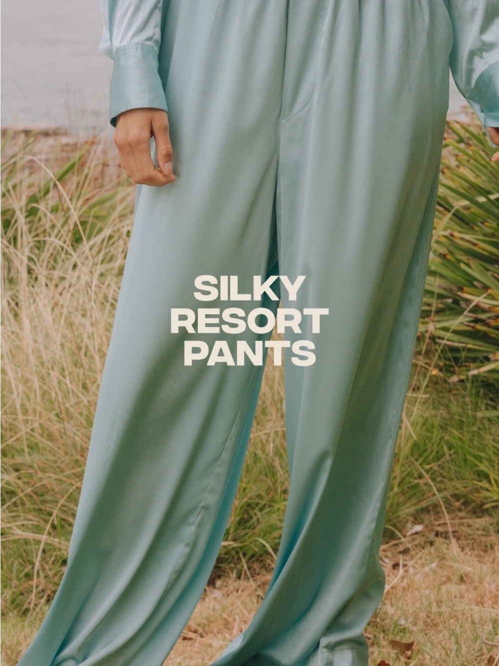 Daily Drills Satin Pants in Light Blue